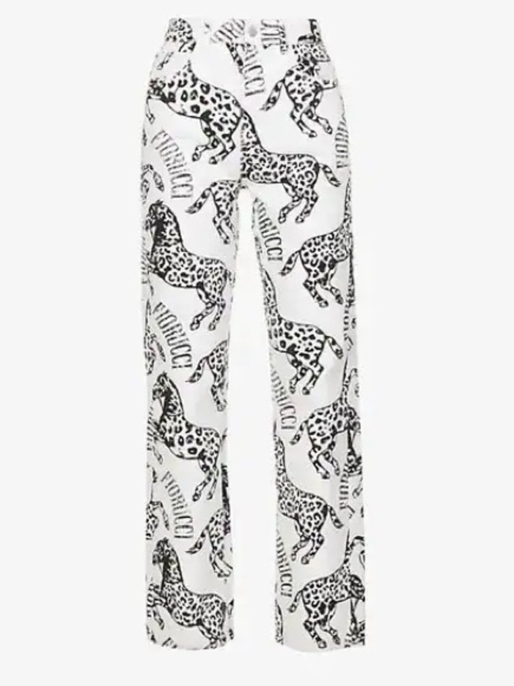 Fiorucci‎ Logo and Animal Print High Rise Jeans Black & White size 28 XS